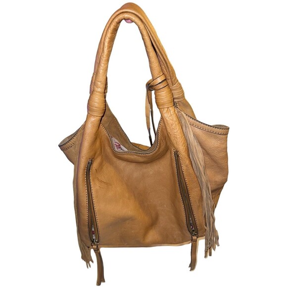 Lucky Brand Loredo Fringed Leather Boho Hobo Tote - Picture 2 of 11